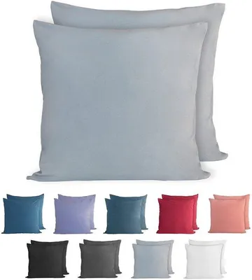 Imagen del producto de Juego de 2 fundas de cojín Unyqoos® de 100% algodón, color gris, suaves y transpirables, 150 g, con cierre de cremallera, certificación  100