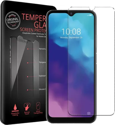 The image shows the packaging of a screen protector for a ZTE Blade V30 Vita phone, with the phone itself partially visible.