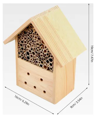 Produktbild von Hängendes Bienenhaus aus Holz witterungsbeständig 22x6x24,5cm nachhaltiger Bienenstock für den Garten als Nisthilfe für Bestäuber