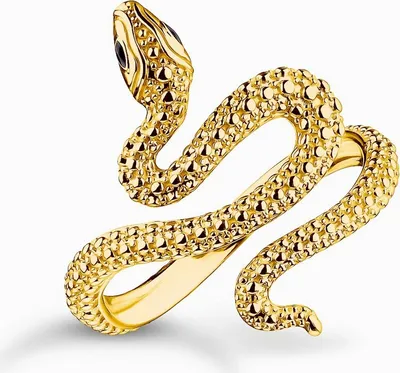 A close-up studio shot of a gold snake ring.
