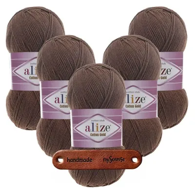 Produktbild von 5 x ALIZE Baumwolle Gold 493 Brown mit Label