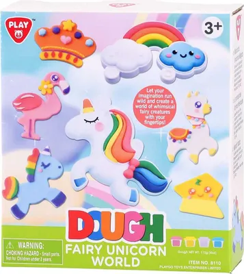 Produktbild von Playgo Märchen-Einhorn-Knetmasse – 4 Knetbecher