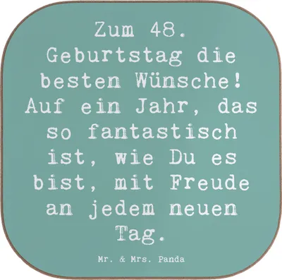 Produktbild von Mr. & Mrs. Panda Untersetzer für Gläser Spruch 48. Geburtstag - Meeresbrise - Geschenk, Tischuntersetzer, Tasse, Holzuntersetzer, Tassen, Alter, Happy Birthday