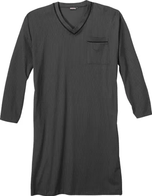 Produktbild von XXL Adamo V-Neck Langarm Nachthemd grau-schwarz