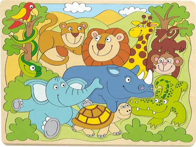 Obrázok produktu pre Puzzle na doske "Africké veselé zvieratka"