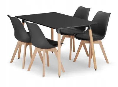 Produktbild von ADRIA rechteckiger Tisch 120x80 schwarz + 4 MARK Stühle schwarz