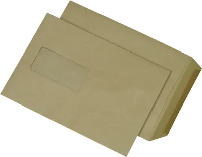 Produktbild von Versandtaschen Recycling - C5, mit Fenster, gummiert, 90 g/qm, braun, 500 Stück, 1 St.
