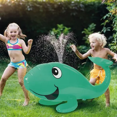 Produktbild von Aufblasbarer Wasser Sprinkler Fontäne Badespaß für Sommer im Garten Wal Form