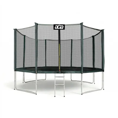 Produktbild von Aga SPORT PRO Trampolin 366 cm 12 ft Dunkelgrün,Kindertrampolin,Gartentrampolin mit Sicherheitsnetz + Schutznetz + Leiter