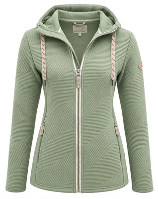 Produktbild von Baumfuchs Damen Strickfleecejacke 3D-Streifendesign Salbei-Sage, Größe L