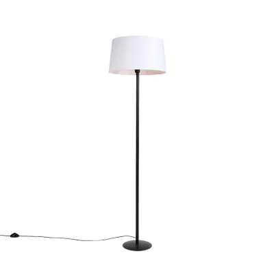 Produktbild von Schwarze Stehlampe mit Leinenschirm Weiß 45 cm Simplo
