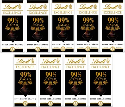 Image de Lindt Excellence 99% Cacao amer extrêmement fort 50g paquet de 9