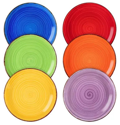 Dessertteller-Set 6-teilig, handbemalt, 18,8 cm, Steinzeug