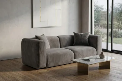 Produktbild von Kaiser Möbel Sofa 2-Sitzer, Velvet-Stoff Bluvel, Aschgrau, GRETA