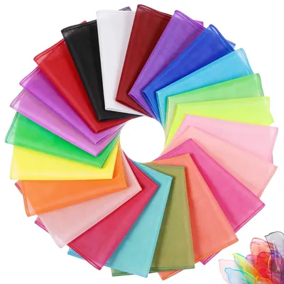 Image de Lot de 22 foulards de jonglage en mousseline, colorés, de 60 x 60 cm