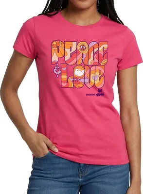 Produktbild von Spreadshirt Woodstock Peace Love Hippie Design Frauen T-Shirt, M, Azalea