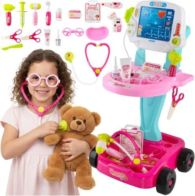 Image de Coffret de docteur pour enfants avec poussette - 18 pièces