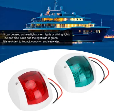 Produktbild von Paar Signallampen 3W LED Navigationswarnlicht für Marine Boot Yacht Rot Grün