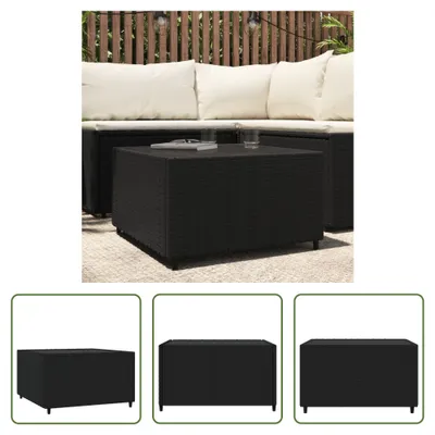 Produktbild von The Living Store Garten-Couchtisch Quadratisch Schwarz 50x50x30 cm Poly Rattan