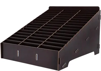 Image de Organiseur en bois pour bureau avec de nombreuses séparations Élégant brun