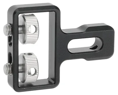 Imagen del producto de Elzusha: Soport de conexión con doble rosca de 1/4"-20, empuñadura lateral, soporte de fijación, aleación de aluminio, peso neto de 39 gramos. Incluye llave Allen y tornillos hexagonales M4. Marca: Came
