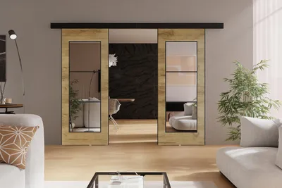 Produktbild von KIER FURNITURE TORI DUO - Schiebetür Komplettset – 192x205x1,6 cm - Eiche Craft Gold