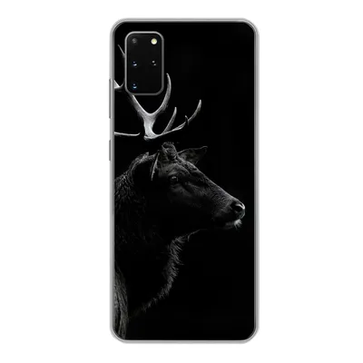 Produktbild von MuchoWow® Handyhülle Schutzhülle Hülle für Samsung Galaxy S20 Plus Hirsch - Schwarz - Porträt - Geweih - Tiere Silikon Softcase Handy Hülle - Hartschale
