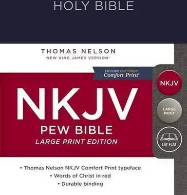Obrázok produktu pre NKJV, Pew Bible, Large Print, Hardcover, Blue, Red Letter Edition