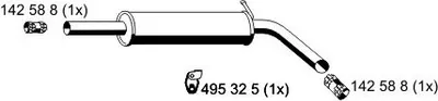 Produktbild von ERNST 645034 Mittelschalldämpfer Schalldämpfer für VW POLO (9N) für SEAT Ibiza III Schrägheck (6L) für SKODA Fabia I Combi (6Y5) FABIA (6Y2)