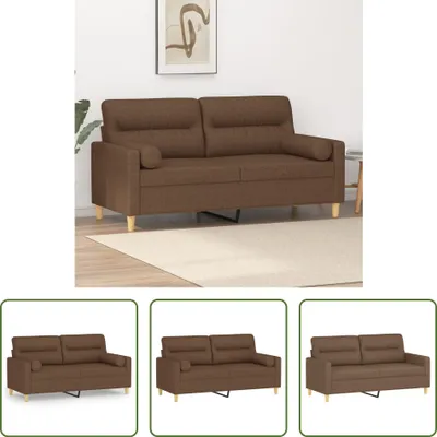 Produktbild von The Living Store 2-Sitzer-Sofa mit Zierkissen Braun 140 cm Stoff