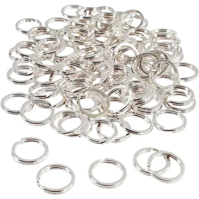 Produktbild von Spaltring, D 15 mm, Versilbert, 100 Stk/ 1 Pck [HOB-52605]