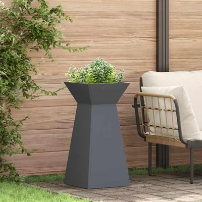 Image de Maison Exclusive - Jardinière sur colonne, anthracite, 35 x 35 x 73 cm, en acier laminé à froid