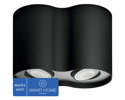 Obrázek produktu pro Philips Hue White ambiance Dvojité bodové svítidlo Pillar, Chytré stropní světlo, Bluetooth, Černá, LED, Kov, GU10