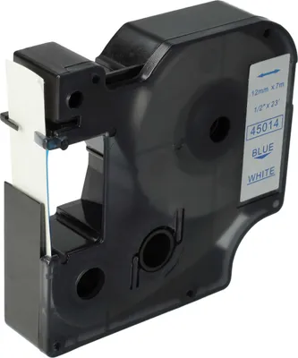 Produktbild von vhbw Schriftband-Kassette kompatibel mit Dymo LabelManager 100, 210D, 120P, 200, 260P, 280, 100 Plus, 160 Etiketten-Drucker 7m x 12mm Blau auf Weiß