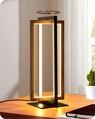Produktbild von EDISHINE LED Tischlampe, Touch Dimmbare Nachttischlampe, 3 Farbtemperaturen Moderne Schreibtischlampe, Schwarz Walnuss-dunkel
