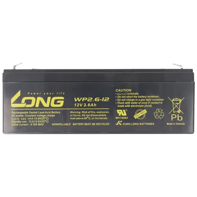 Zdjęcie produktu dla Akumulator ołowiowy Kung Long WP2.6-12 F1, 12 V, 2,6 Ah z szybkozłączem 4,8 mm