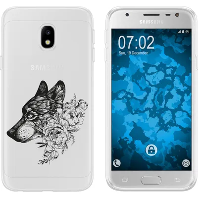 Produktbild von PhoneNatic Case kompatibel mit Samsung Galaxy J3 2017 Silikon-Hülle Floral Wolf M3-1