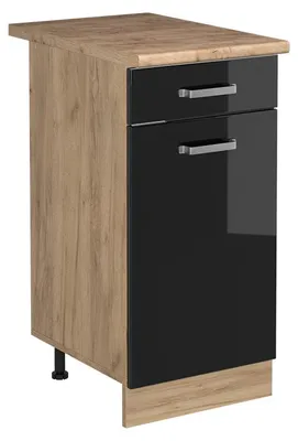 Zdjęcie produktu dla Szafki kuchenne Vicco R-Line Czarny połysk/Dąb goldkraft 40 cm blat roboczy Dąb Goldkraft, Model 61170