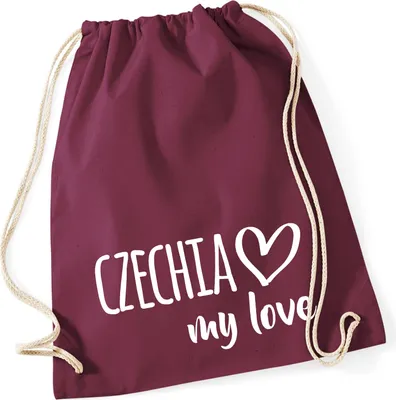 Produktbild von Huuraa Turnbeutel Czechia my love 12 Liter Burgundy Baumwolle Rucksack Geschenkidee