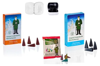 Produktbild von Crottendorfer Räucherkerzen - 2er Set - Winterorange / Wintertraum - Inklusive Metalldose mit 4 Haamitkerzle - je 24 Stück - Größe M (Standard)