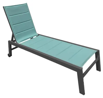 Produktbild von Sonnenliege BARBADOS aus wassergrünem Textilene - anthrazitfarbenes Aluminium