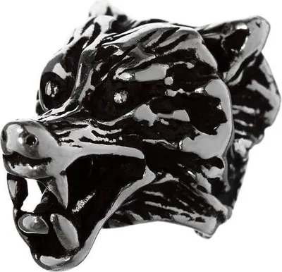Produktbild von Haarschmuck Bartperle Wolfskopf mit Großer Öffnung 925 Sterlingsilber 6442