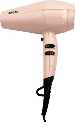 A pink BaByliss hair dryer is shown against a white background.