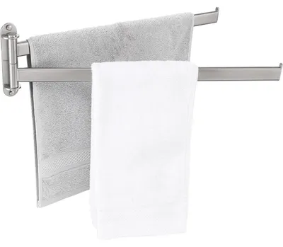 Image de Porte-serviettes à 2 barres, pivotant, en acier inoxydable brossé 18/8, longueur 50 cm, pour salle de bain