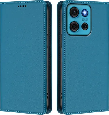 Produktbild von Handyhülle für Motorola Moto G75 5G, Kunstleder Klapphülle Stoßfeste Magnetische Hülle mit Ständer Blau