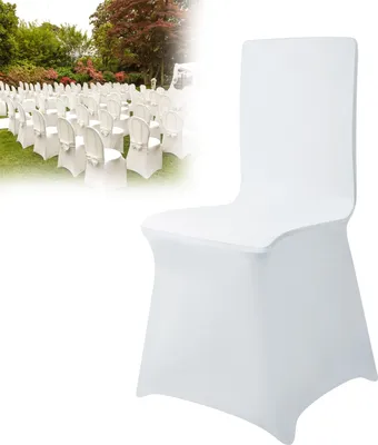 Produktbild von UISEBRT 100 kusov univerzálnych krytov na stoličky Stretch Chair Cover Ribbon White Chair Covers Svadobné oslavy Narodeninové dekorácie