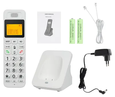 Obrázek produktu pro Rozšiřitelný bezdrátový telefon s LCD displejem, podporuje až 5 sluchátek, pro kancelářské, obchodní a domácí použití