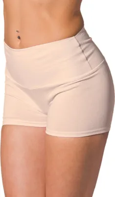 Produktbild von Alkato Damen Sport Shorts mit Hohem Bund Hotpants Radlerhose Long Shorts, Farbe: Hellbeige, Größe: 40