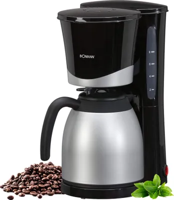Produktbild von Bomann® Kaffeeautomat für 8-10 Tassen Filter-Kaffeemaschine mit Thermokanne, Tropfstopp & Auto-Abschaltung, Filtereinsatz herausnehmbar, Wasserstandsanzeige ca. 1 Liter - KA 168 CBschwarz