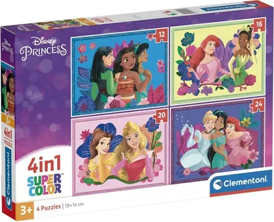 Obrázek produktu pro Clementoni puzzle 4v1 SuperKolor Disney Princess 21517